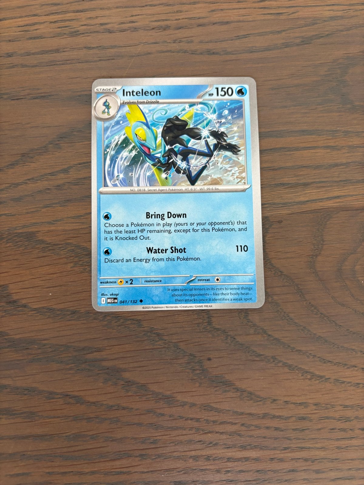 Pokémon Kaart Inteleon 041/132 - Stage 2 Water Type, Ophalen of Verzenden, Nieuw, Losse kaart