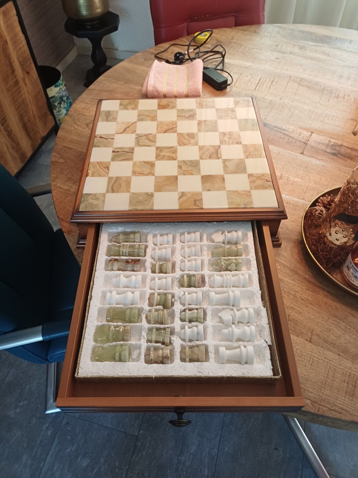 Vintage luxe marmeren schaakspel, Ophalen of Verzenden