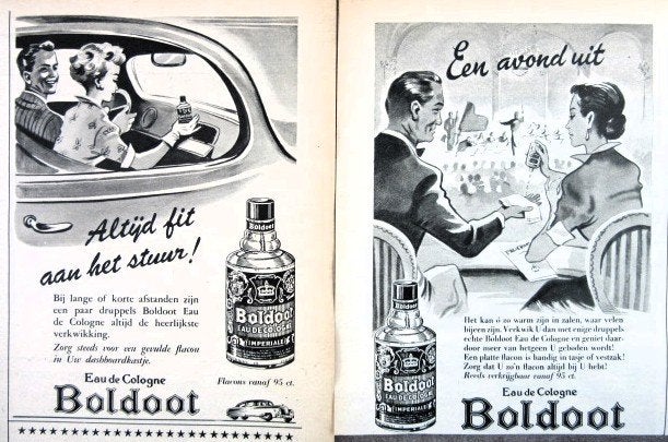 9 vintage advertenties reclames Boldoot 1935-57 cologne, Ophalen of Verzenden, Gebruikt, Overige typen