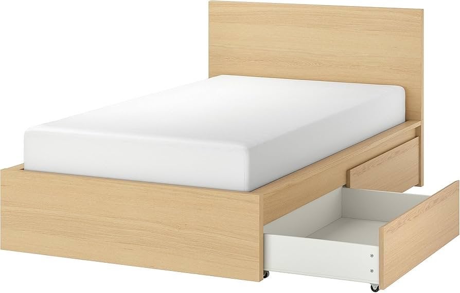Twee IKEA Malm bedden 160x200 (licht eiken en asbruin), Ophalen, Gebruikt, Tweepersoons, 200 cm