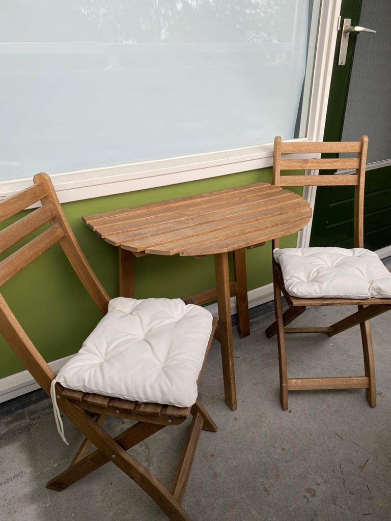 Ikea ASKHOLMEN bistro set, Gebruikt, Eettafel, Tuinset, Hout