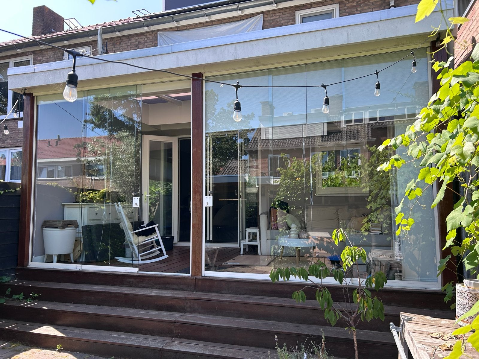 Prachtige glazen schuifpui voor veranda of serre, Ophalen, 80 tot 100 cm, 215 cm of meer, Schuifdeur