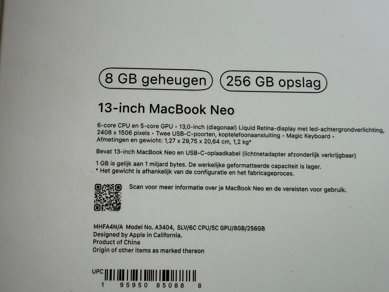 Nieuwe Apple MacBook Neo 13 inch - 8GB RAM, 256GB opslag, Computers en Software, Apple Macbooks, Qwerty, 8 GB, 13 inch, Nieuw