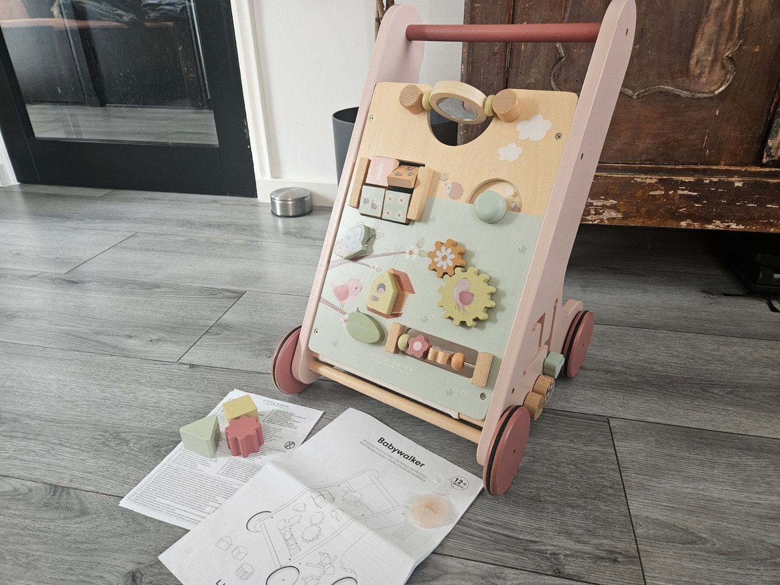 Little Dutch Babywalker/loopwagen Roze - incl rem, Ophalen, Zo goed als nieuw, Overige typen, Met wieltjes