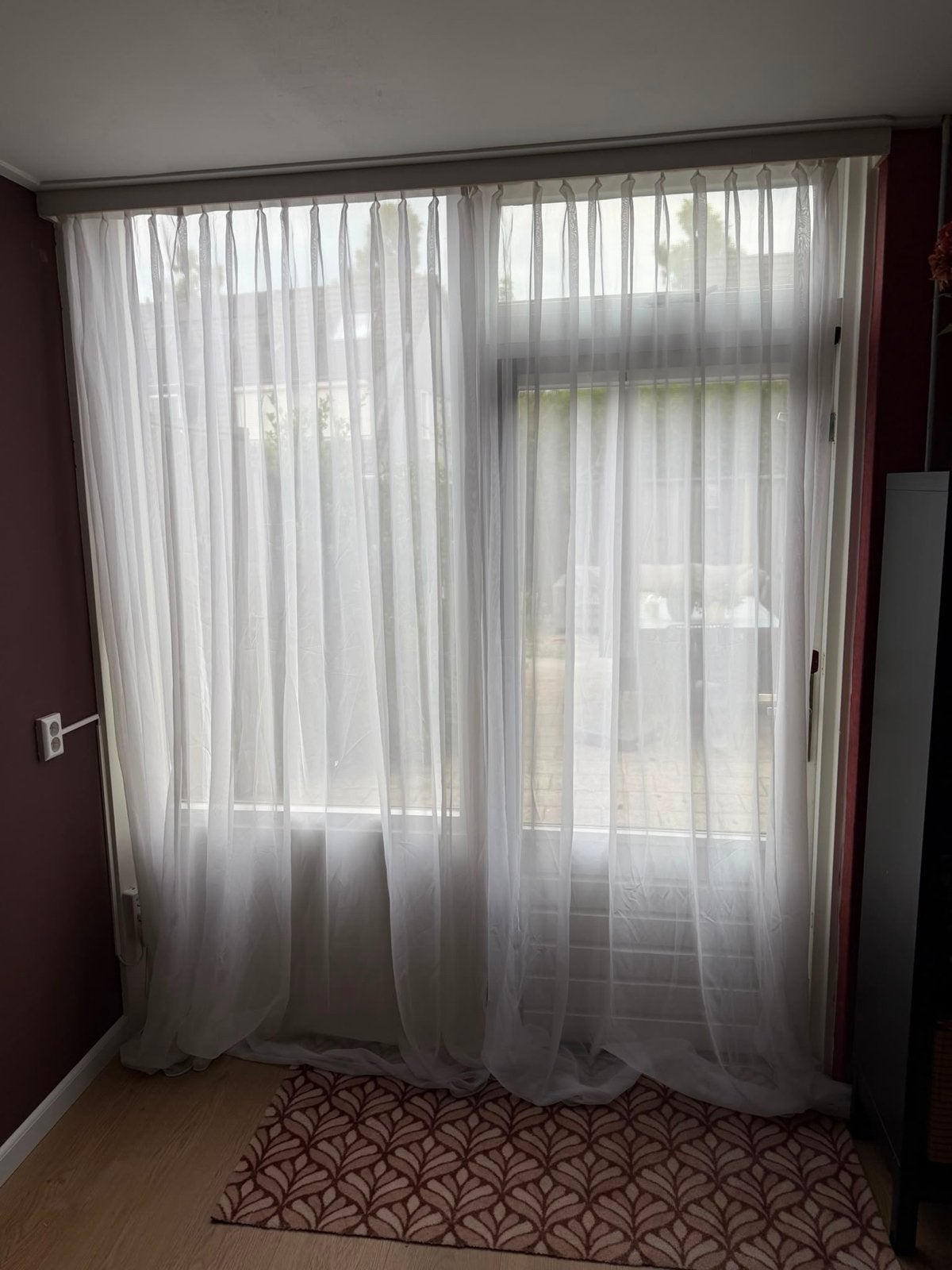 Inbetween gordijnen wit, geplooid, passend op 210 cm raam, Ophalen, Wit, Inbetween gordijn, Lichtdoorlatend