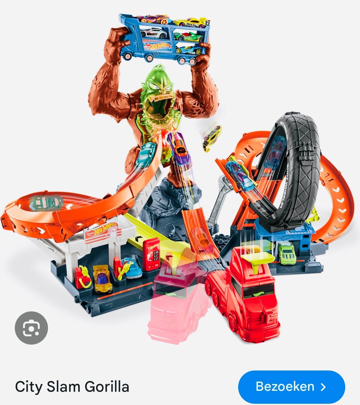 Hotwheels baan city slam gorilla, Ophalen, Zo goed als nieuw, 6 jaar of ouder