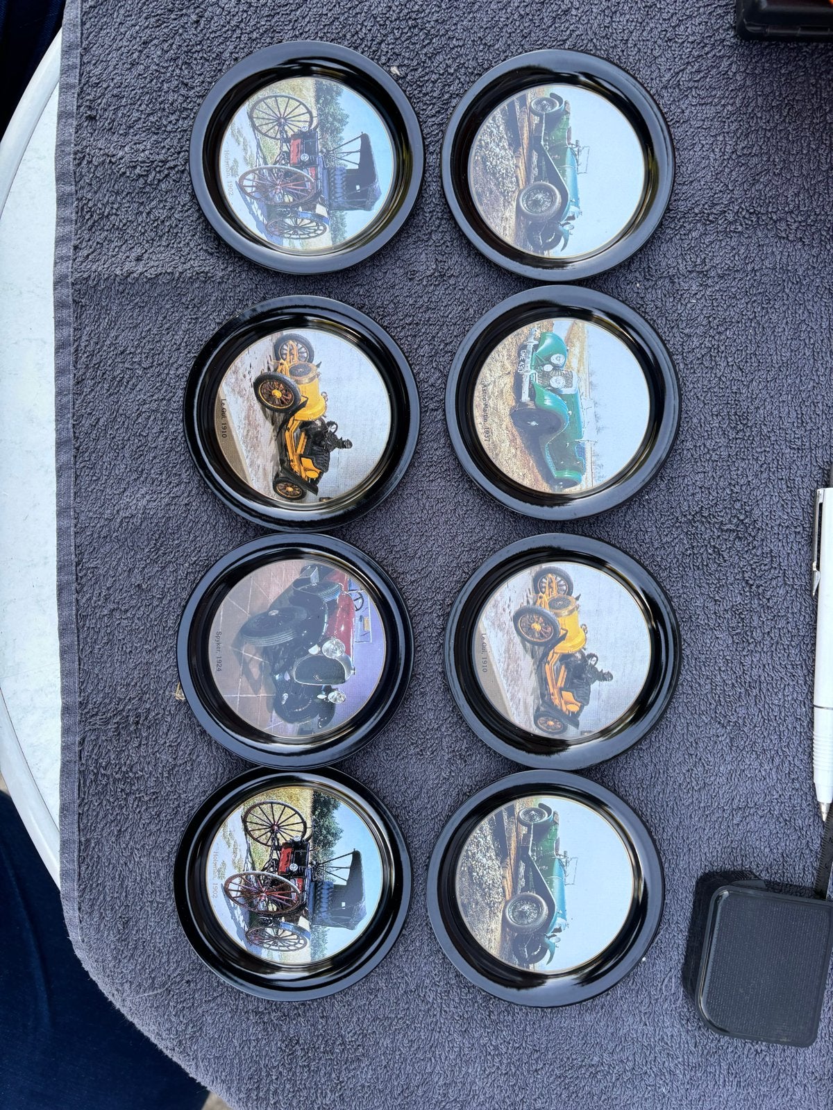 Set van 8 Vintage Auto Onderzetters - BIM Collectie, Ophalen of Verzenden, Zo goed als nieuw, Auto's