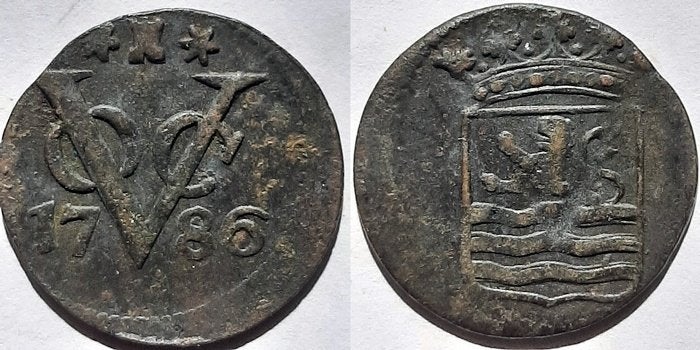 VOC Duit Zeeland 1786, Postzegels en Munten, Munten | Nederland, Verzenden, Vóór koninkrijk, Overige waardes