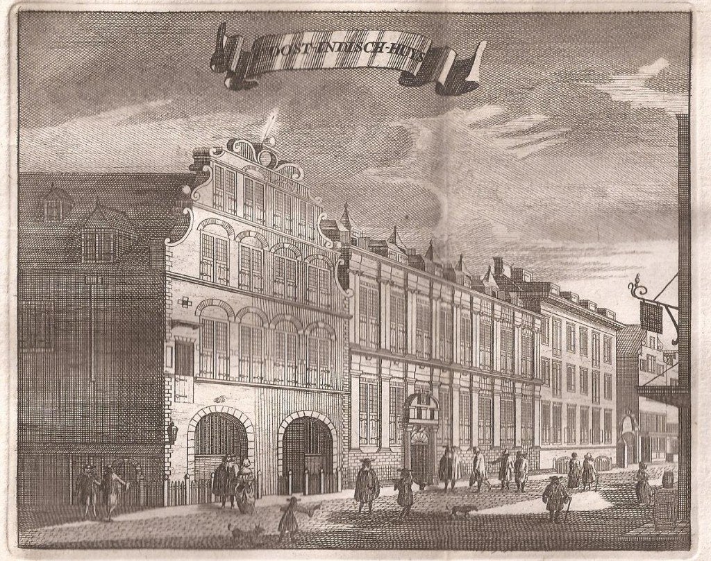 Amsterdam. T'OOST-INDISCH-HUYS ca. 1726 Commelin, Antiek en Kunst, Architectuur, Ophalen of Verzenden, Gravure, 12 cm