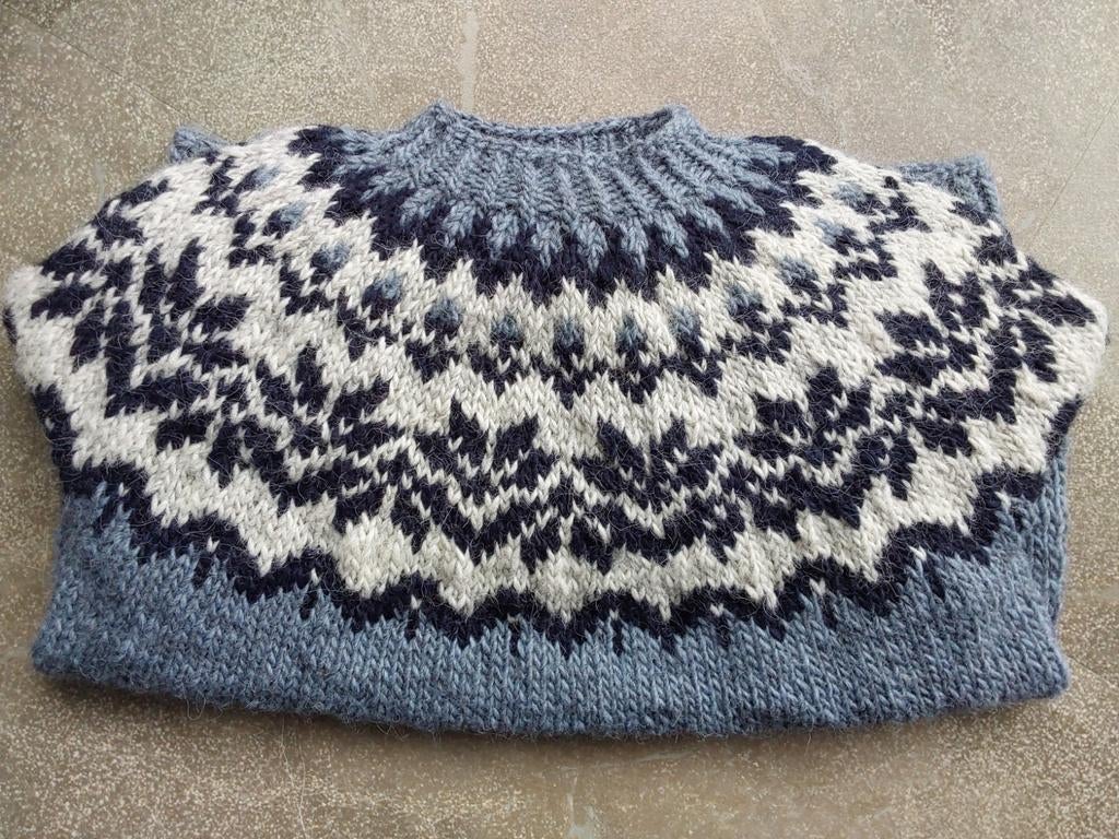 Nieuwe handgebreide IJslandse trui alafosslopi wol, Ophalen of Verzenden, Nieuw, Blauw