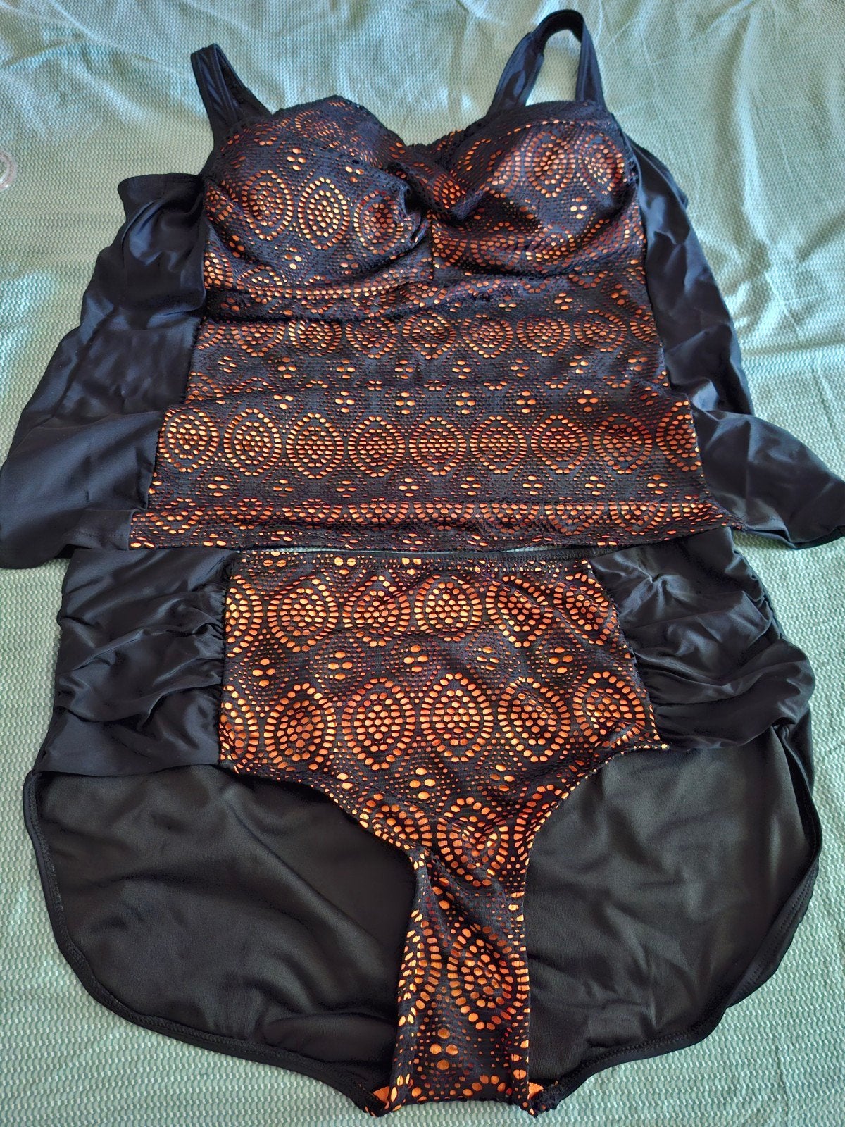 Oranje/Zwarte Tankini Maat 56/58 met Voorgevormde Cups, Kleding | Dames, Grote Maten, Ophalen of Verzenden, Nieuw, Oranje