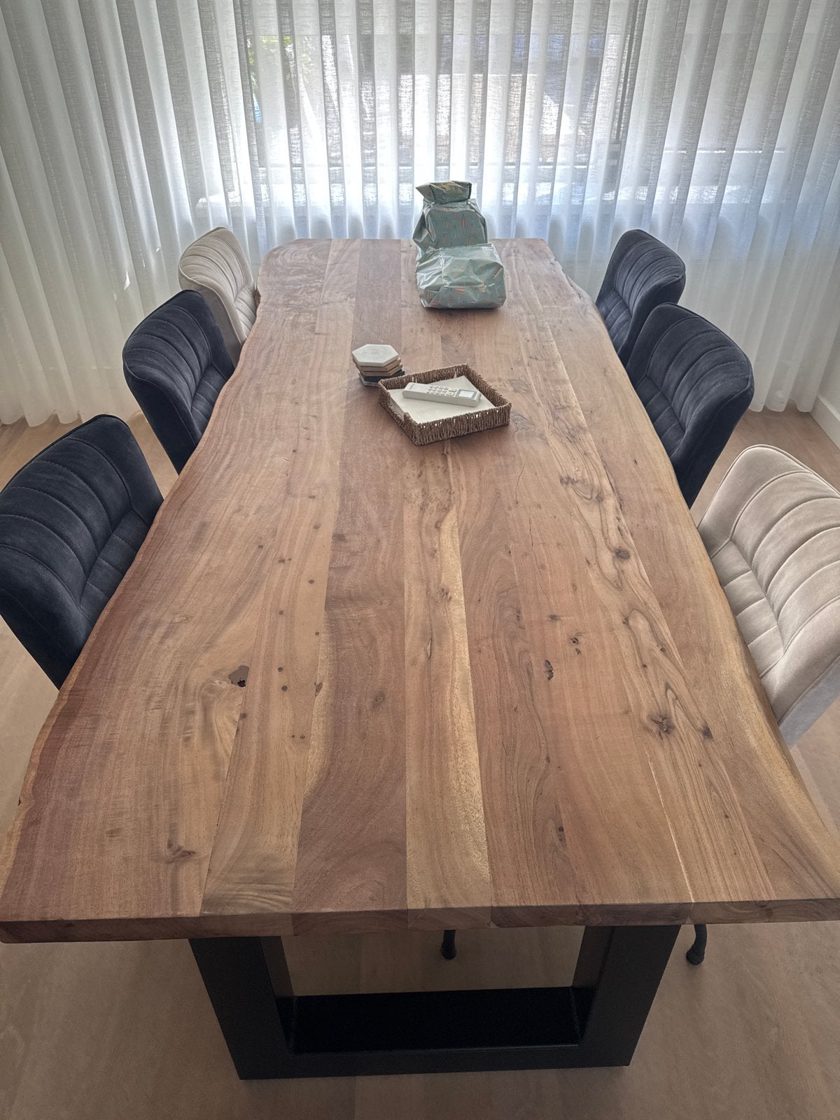 Massief boomstam eettafel 240x120, Ophalen, 100 tot 150 cm, 200 cm of meer, Zo goed als nieuw