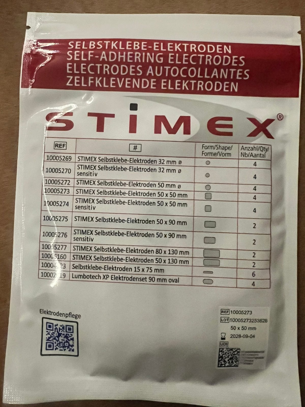 Stimex zelfklevende Tens elektroden 50x90mm 4unts, Ophalen of Verzenden, Nieuw, Apparaat