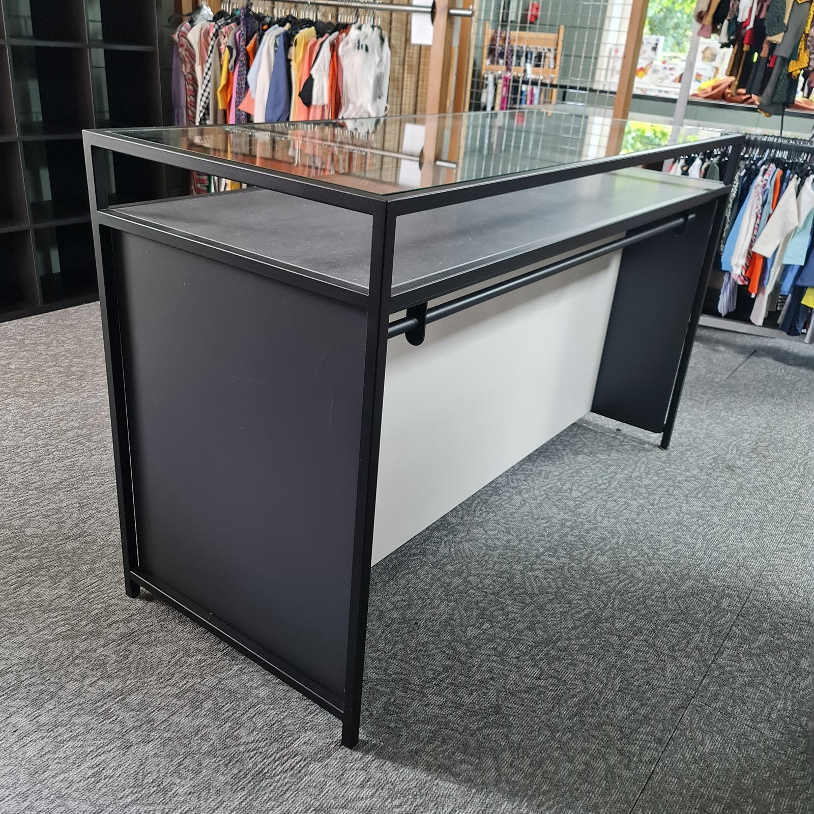 Presenteer tafels zwart staal glas plaat marmer hang en leg, Ophalen, Gebruikt, Onbekend, Onbekend