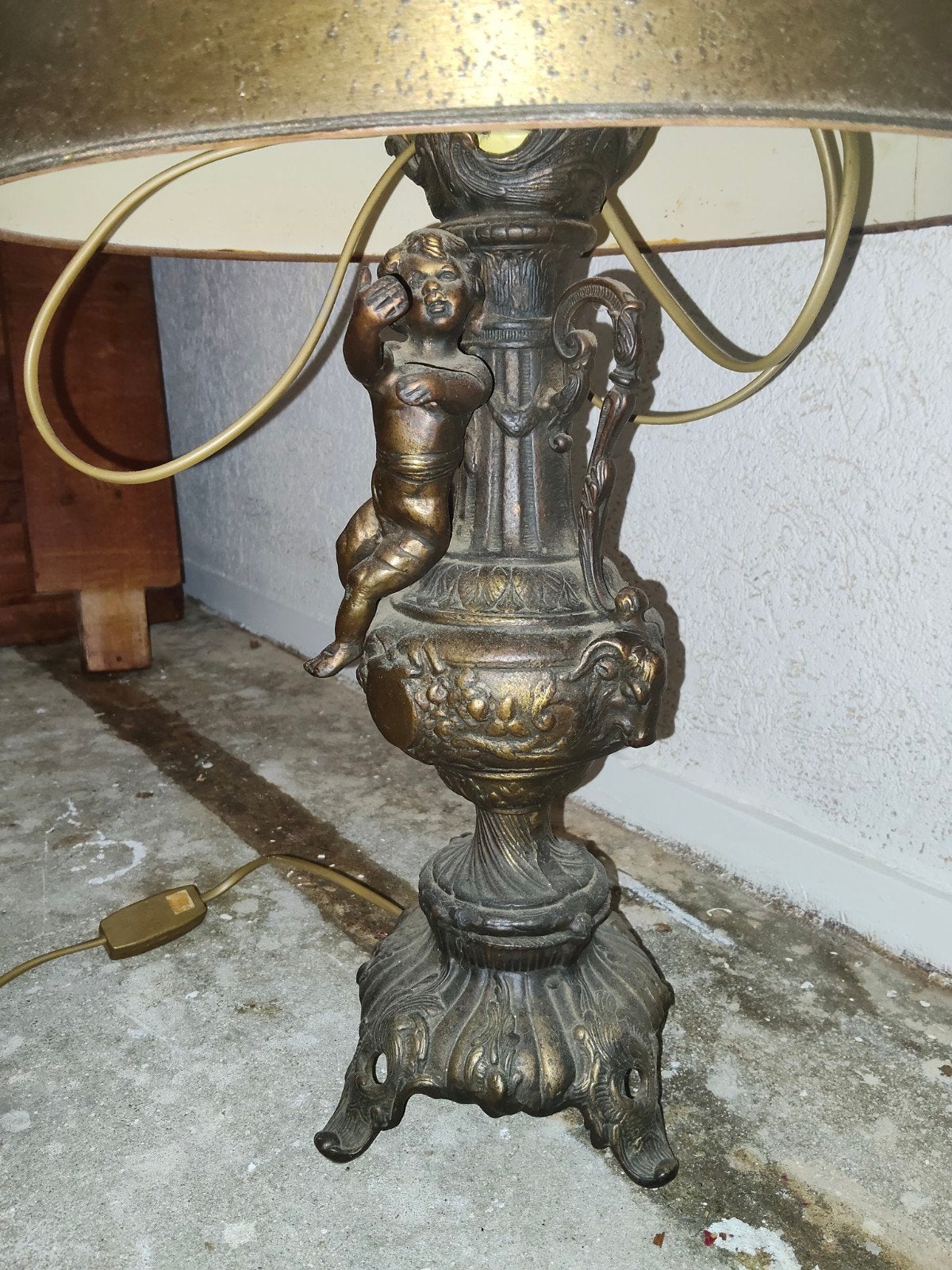 Vintage staande lamp met lampenkap die vervangen kan worden, Antiek en Kunst, Ophalen
