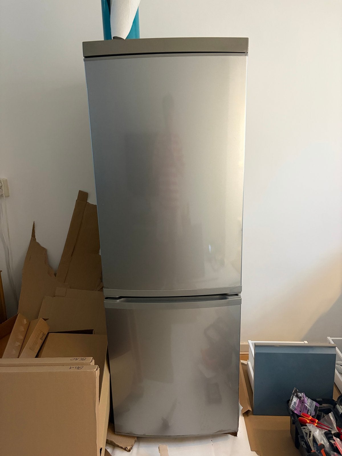 IKEA Vrijstaande Koelkast met Aparte Vriezer - Zilverkleurig, Ophalen, 150 tot 200 liter, Gebruikt, 60 cm of meer
