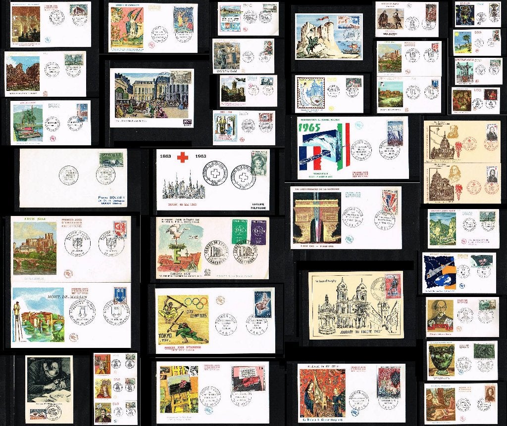 Leuk setje van 40 FDC's Frankrijk tussen 1959 en 1966 [X44a], Postzegels en Munten, Ophalen of Verzenden, Europa