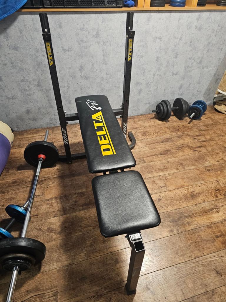 Delta Fit halterbank - gebruikt, Ophalen of Verzenden, Gebruikt, Rug, Fitnessbank