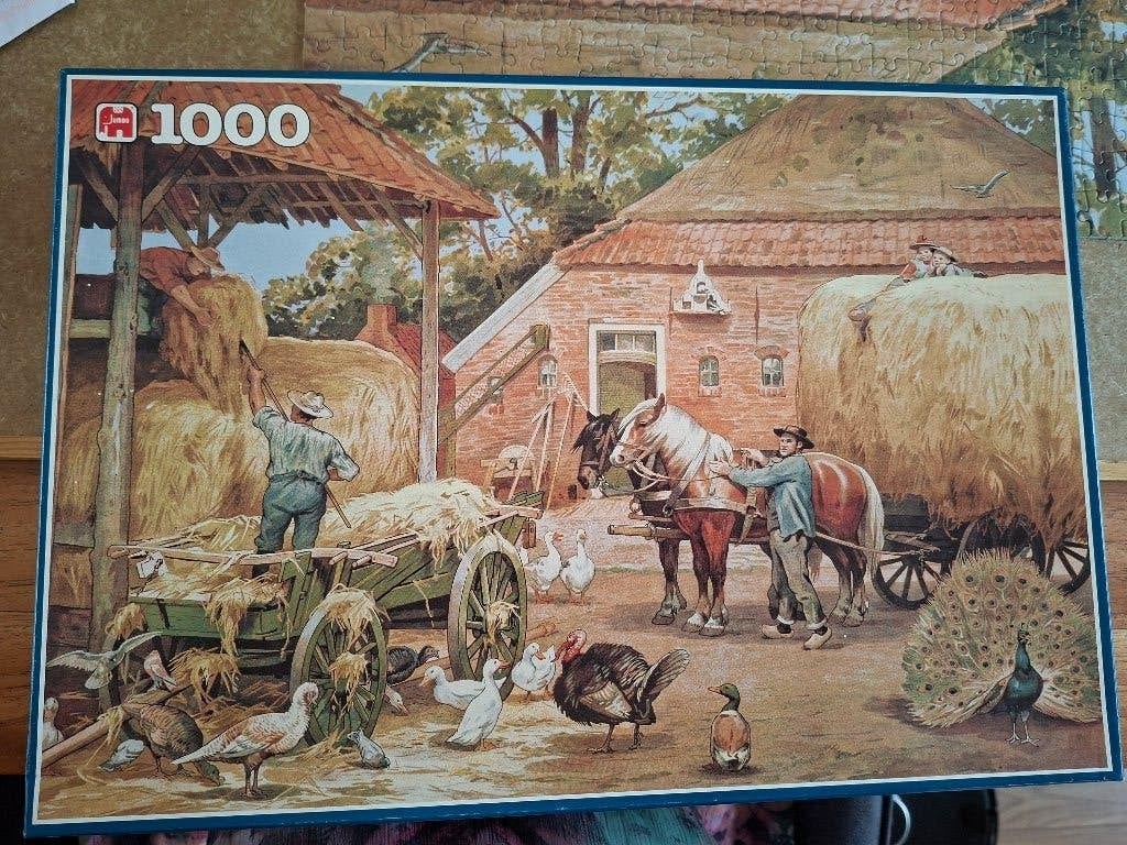 Jumbo puzzel 1000 st. Cornelis Jetses- De laatste Hooivracht, Ophalen of Verzenden, 500 t/m 1500 stukjes, Zo goed als nieuw, Legpuzzel
