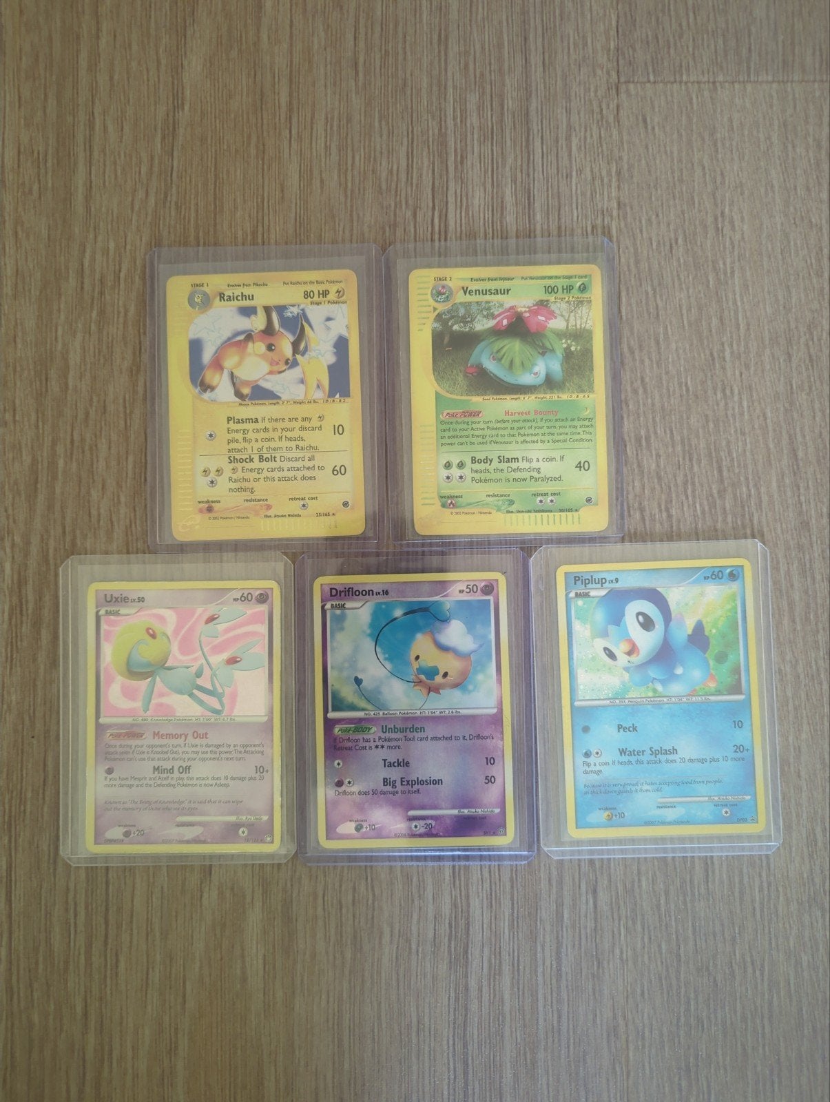 5 Pokémon Holo Kaarten Raichu Venusaur Uxie Drifloon Pipl, Ophalen of Verzenden, Gebruikt, Meerdere kaarten