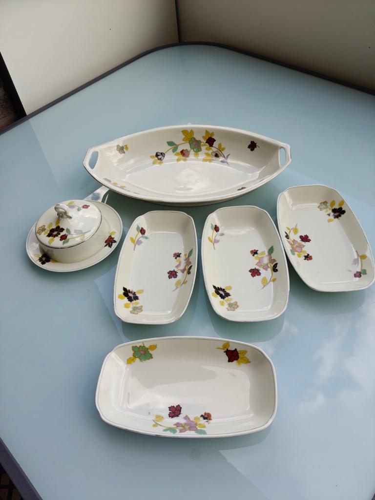 Pirkenhammer schalen set en botervloot, servies 10738, 1920, Ophalen of Verzenden