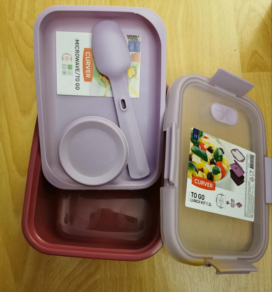 Curver To Go Lunchtrommel Paars met Bestek - Nieuw, Ophalen of Verzenden, Nieuw