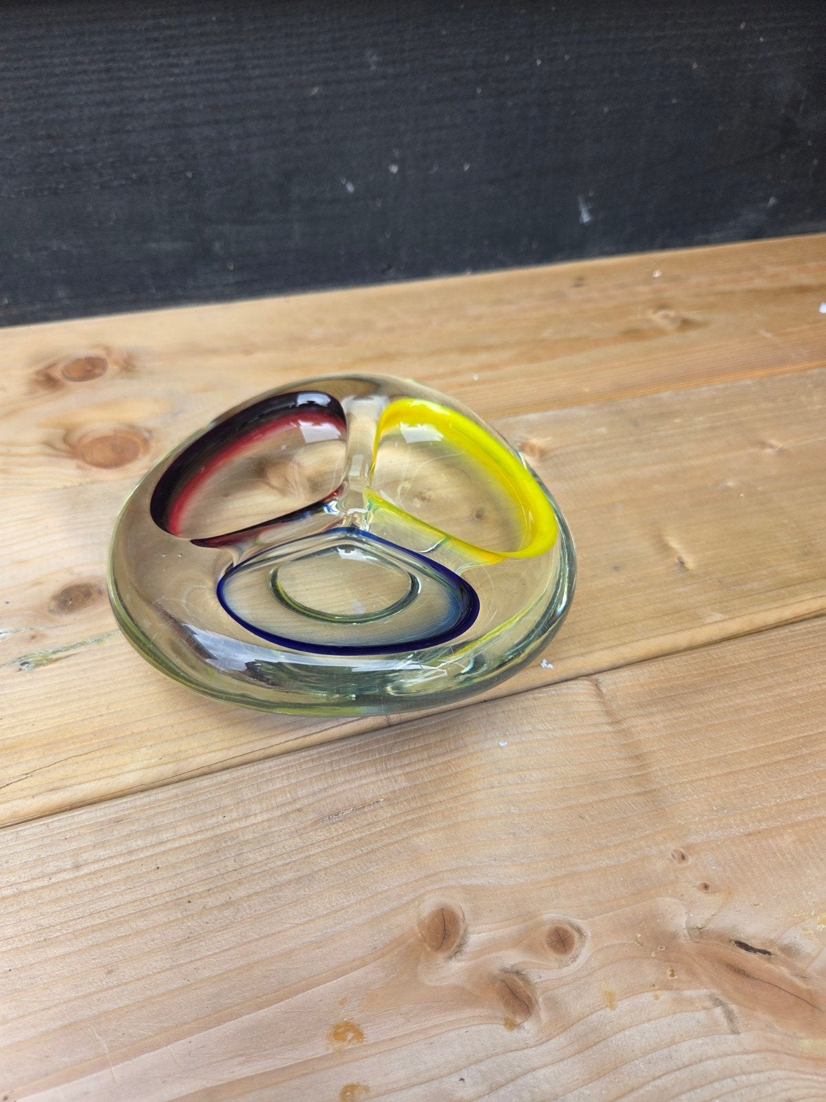 Murano stijl glazen schaal met kleurrijke accenten, Ophalen of Verzenden