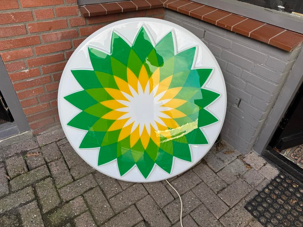 BP Lichtbak Reclamebord - Vintage Olie Maatschappij Logo, Verzamelen, Merken en Reclamevoorwerpen, Ophalen, Gebruikt, ., Lichtbak of (neon) lamp
