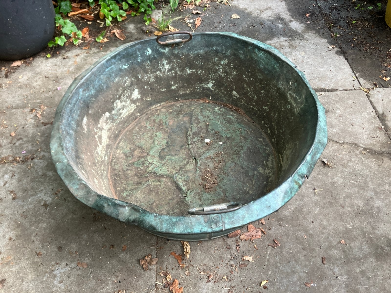 Grote Koperen Kuip/Plantenbak met Patina, Ophalen, Koper