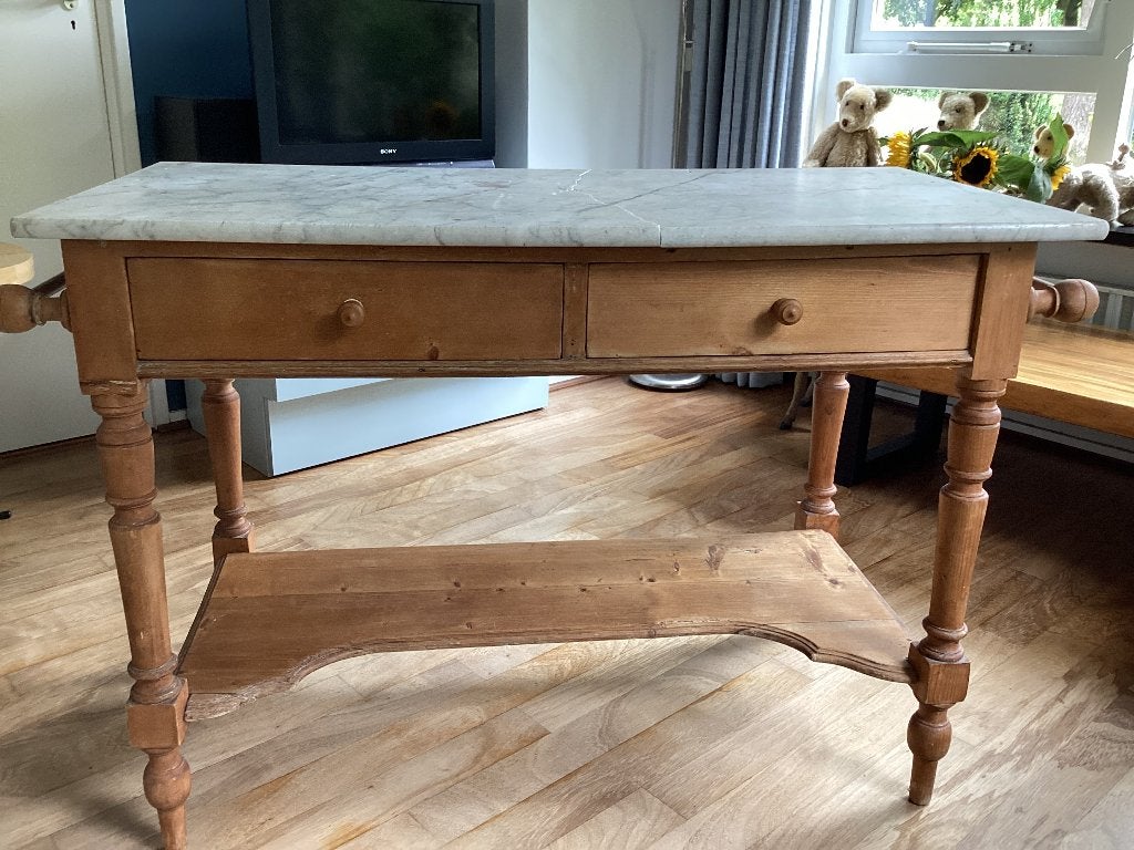 Lampet tafel, Huis en Inrichting, Tafels | Sidetables, Ophalen, Gebruikt, 200 cm of meer, Grenenhout