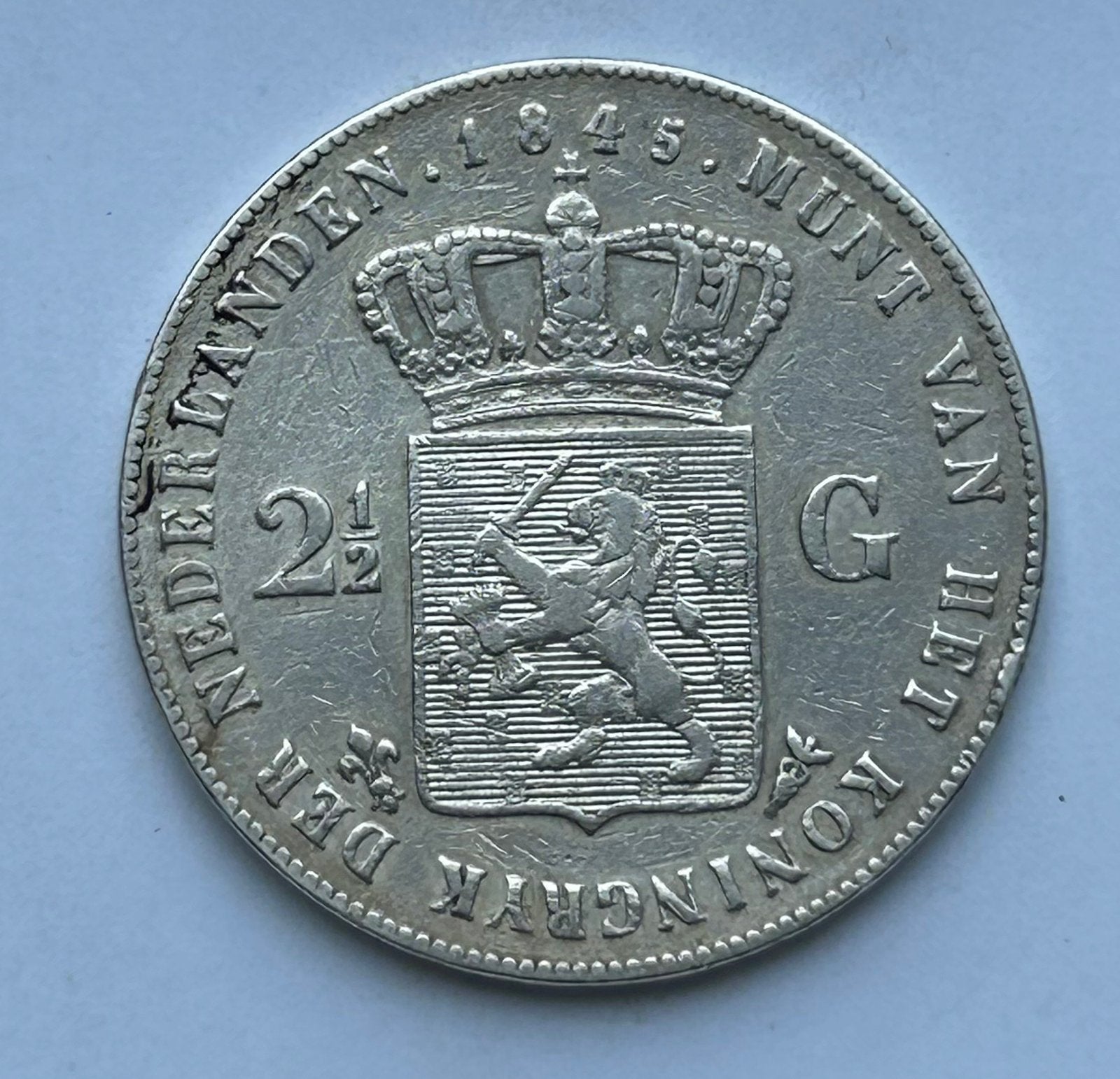 Rijksdaalder 1845 parel variant, Ophalen of Verzenden, 2½ gulden