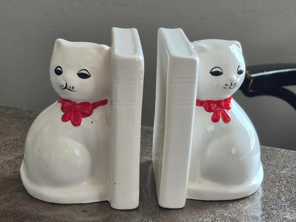 Vintage set Boekensteun jaren 80 katten, Ophalen of Verzenden, Gebruikt, Dier