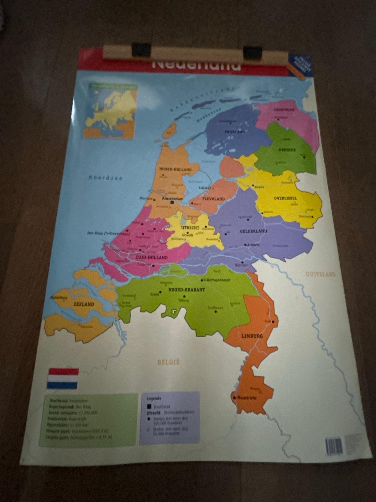 Grote Landkaart Nederland - Educatieve Poster, 2000 tot heden, Ophalen of Verzenden, Nederland, Landkaart