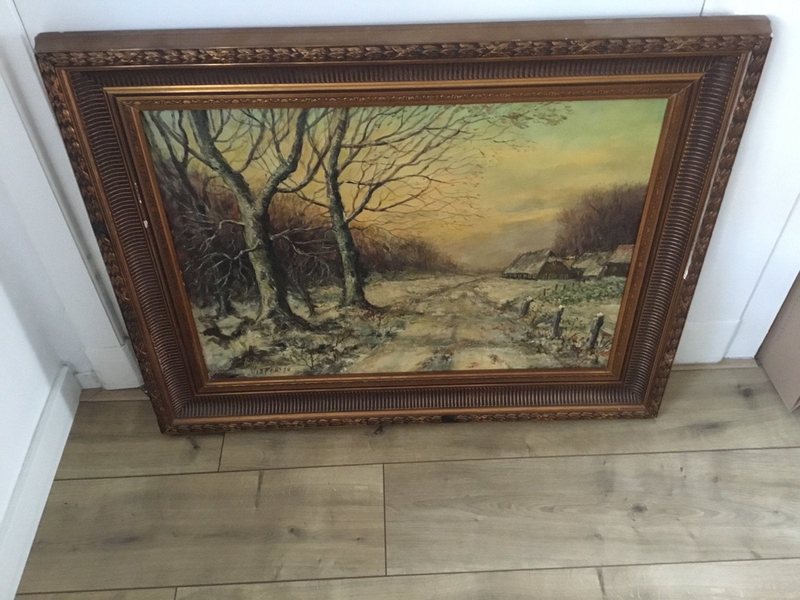 Schilderij B. Geers - Winters Landschap (1970), Antiek en Kunst, Kunst | Schilderijen | Klassiek, Gedateerd, Doek, Ophalen of Verzenden