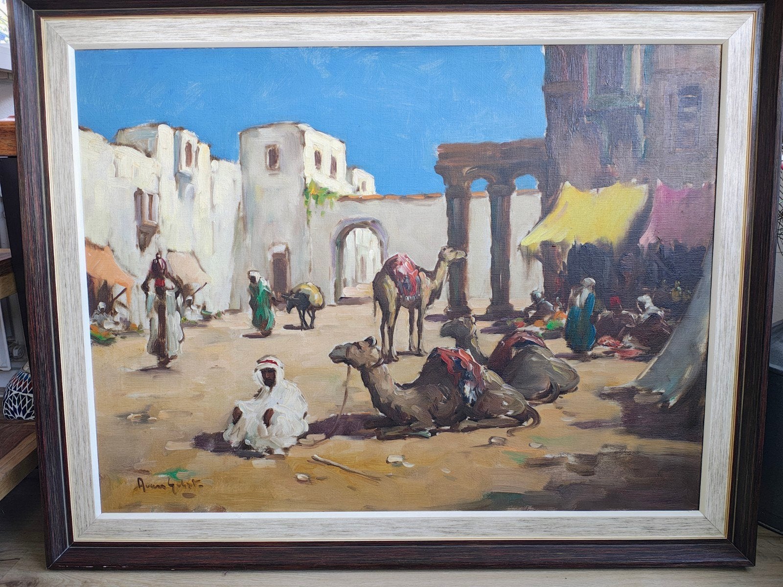 Olieverfschilderij Arnoud van Gilst, Antiek en Kunst, Kunst | Schilderijen | Klassiek, Stads- / dorpsgezicht, Olieverf, Gesigneerd