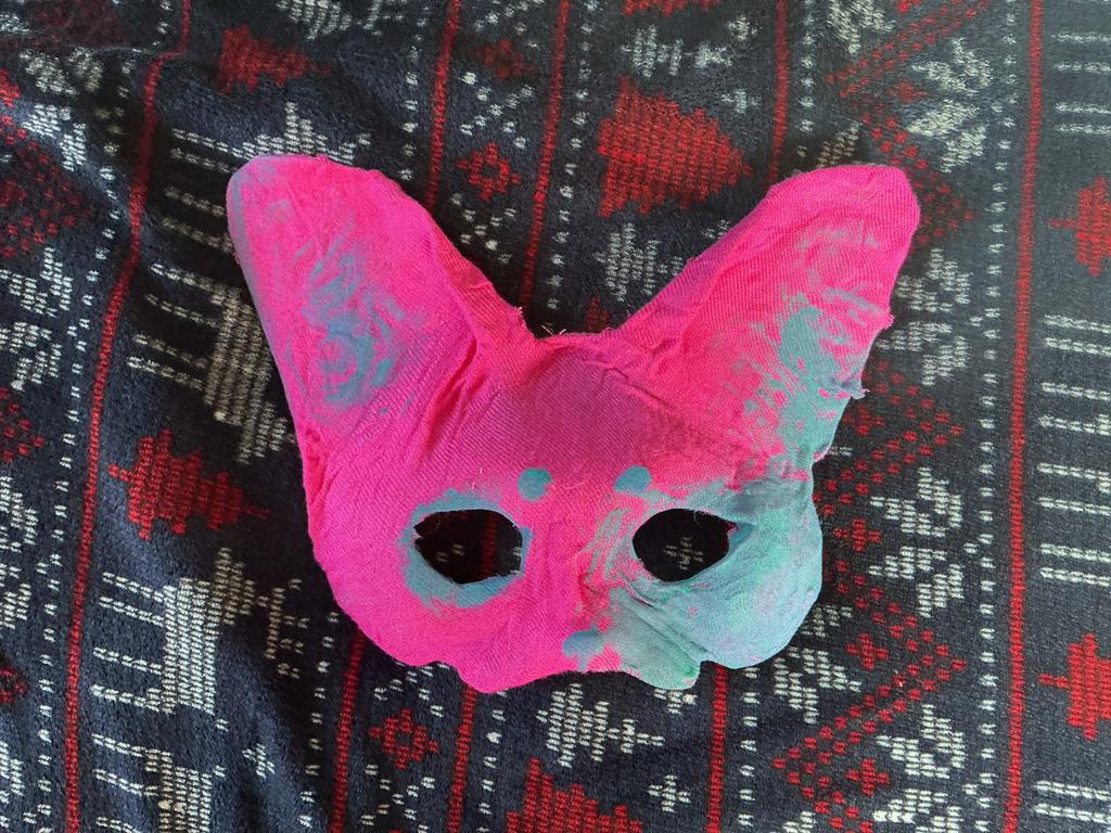 Zelfgemaakt Kattenmasker - Roze/Blauw, Ophalen of Verzenden, Gebruikt, Jongen of Meisje
