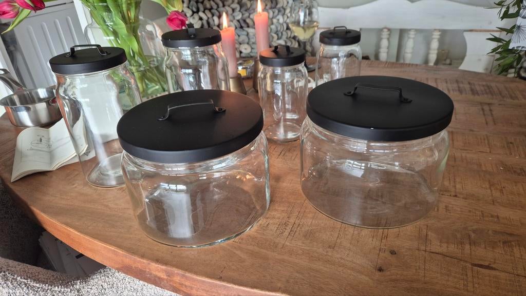 IKEA vintage Burken glazen voorraadpotten - 7 stuks, Ophalen, Gebruikt