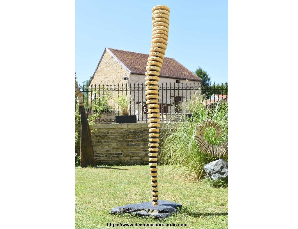 Monumentale sculptuur van travertijnleisteen - tuinbeeld, Ophalen of Verzenden, Overige materialen
