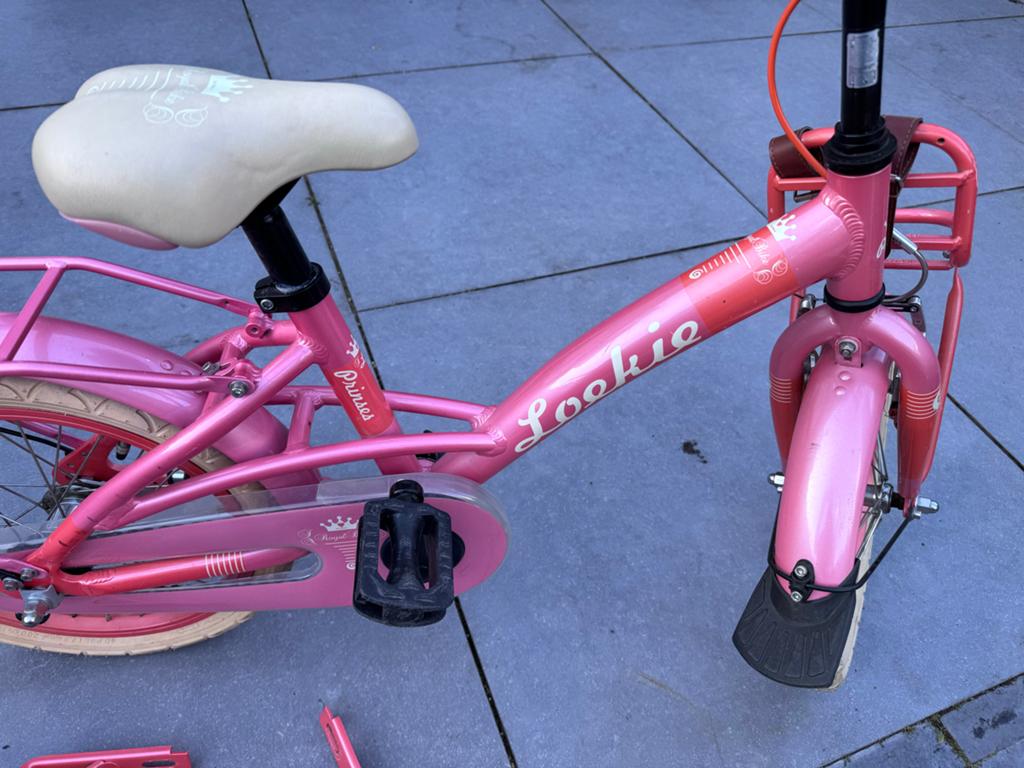 Roze kinderfiets Lookie Prinses 16 inch, Fietsen en Brommers, Fietsen | Meisjes, Ophalen, Zo goed als nieuw, 16 inch, Handrem