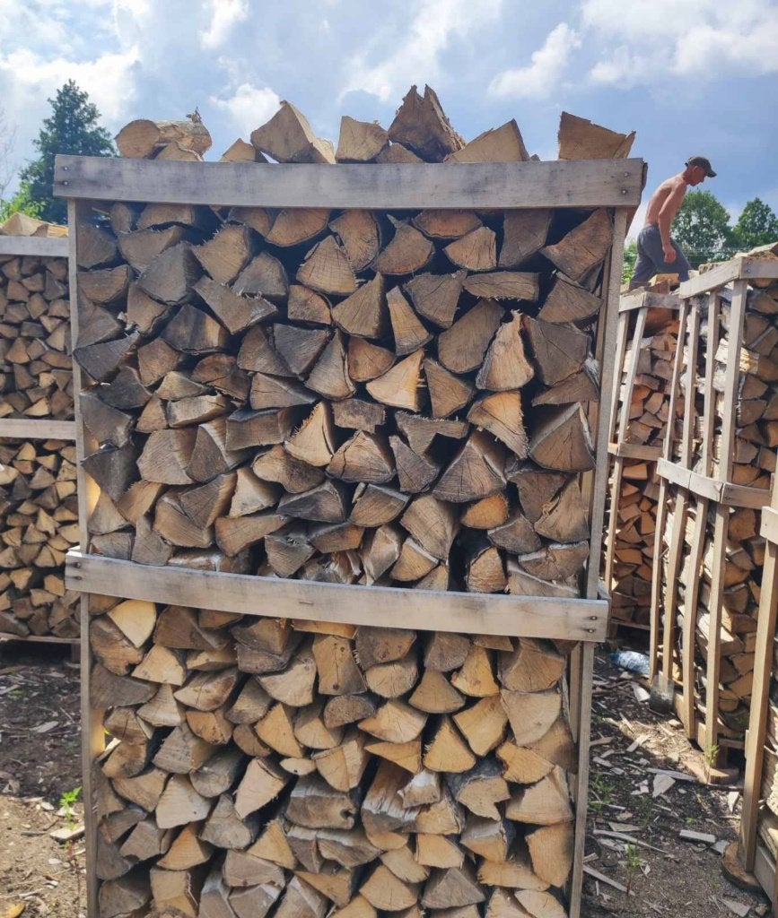 Grote Jumbo 1,8 kuubs gestapelde Krat Beuken 400,-, 6 m³ of meer, Ophalen, Beukenhout, Blokken