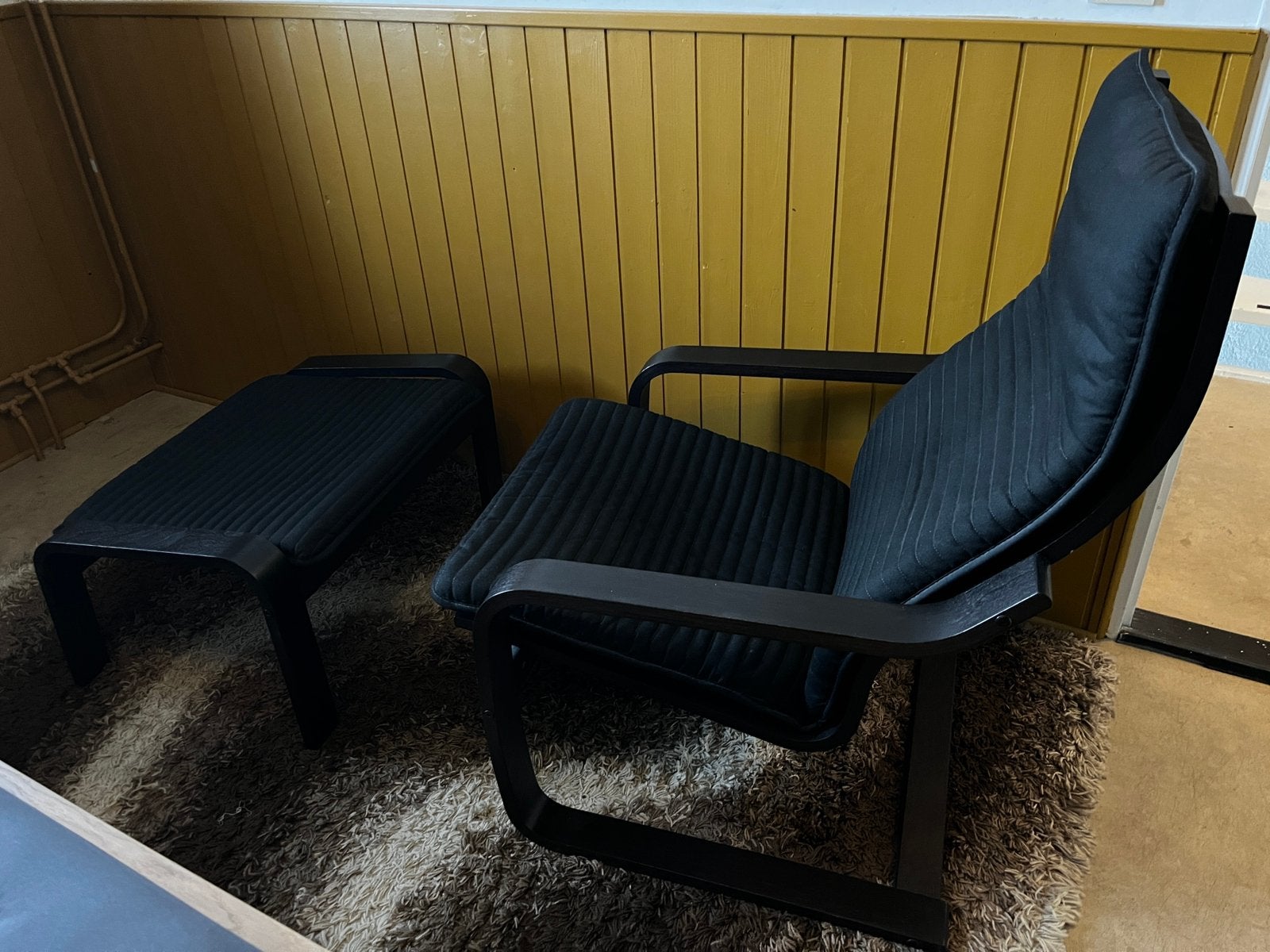Poäng stoel en Poäng voetensteun IKEA, Ophalen, 75 tot 100 cm, Zo goed als nieuw, 50 tot 75 cm