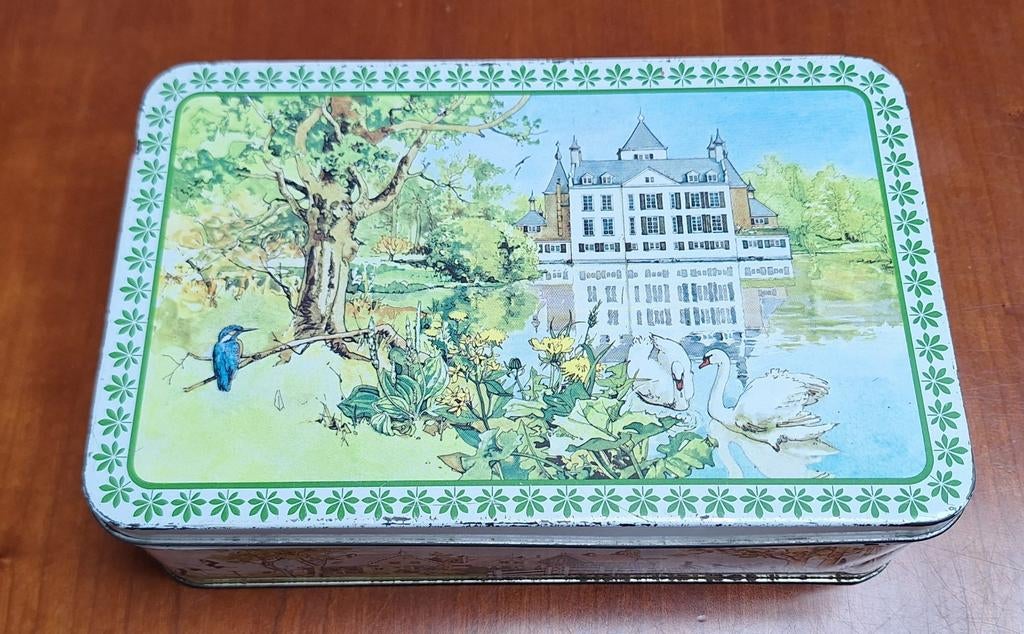Vintage Verkade Koektrommel, Zwanen, Ijsvogeltje, Ophalen of Verzenden