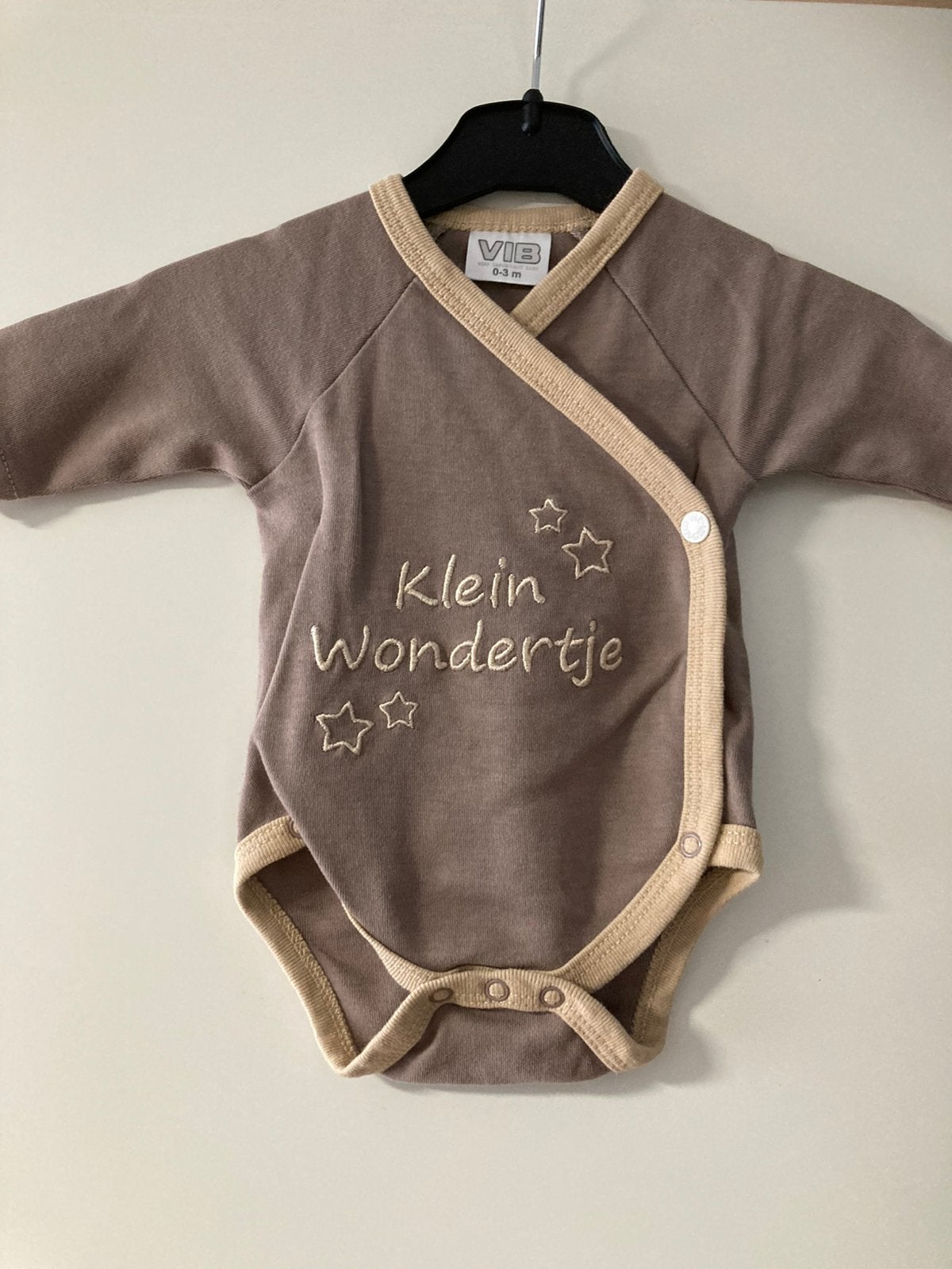 VIB overslagromper 'Klein Wondertje' 0-3m maat 50/56, Kinderen en Baby's, Babykleding | Maat 50, Ophalen of Verzenden, Zo goed als nieuw