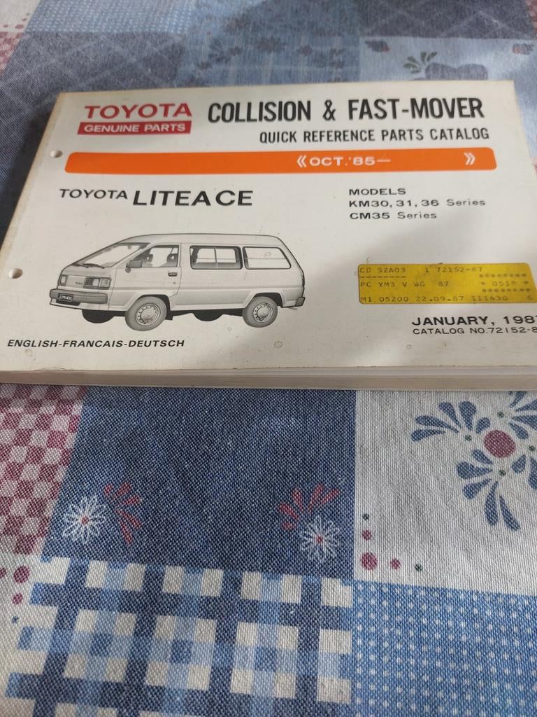 QUICK PARTS CATALOGUS TOYOTA LITEACE KM30,31,36 CM35, Ophalen of Verzenden
