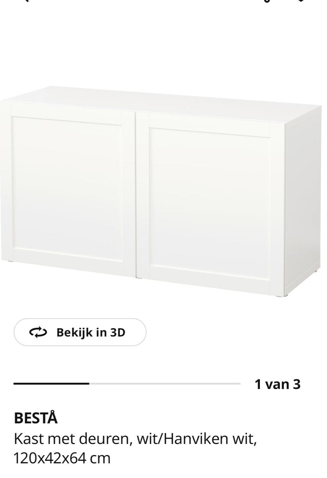 IKEA BESTÅ Kast met deuren, wit, 120x42x64 cm, Ophalen, Minder dan 100 cm, Overige houtsoorten, 50 tot 75 cm