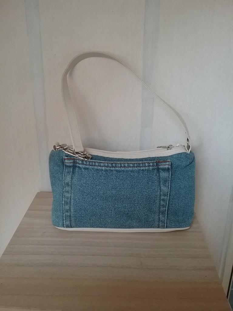 Handig denim tasje met kunststof bodem, Sieraden, Tassen en Uiterlijk, Toilettassen, Ophalen of Verzenden, Zo goed als nieuw, Blauw