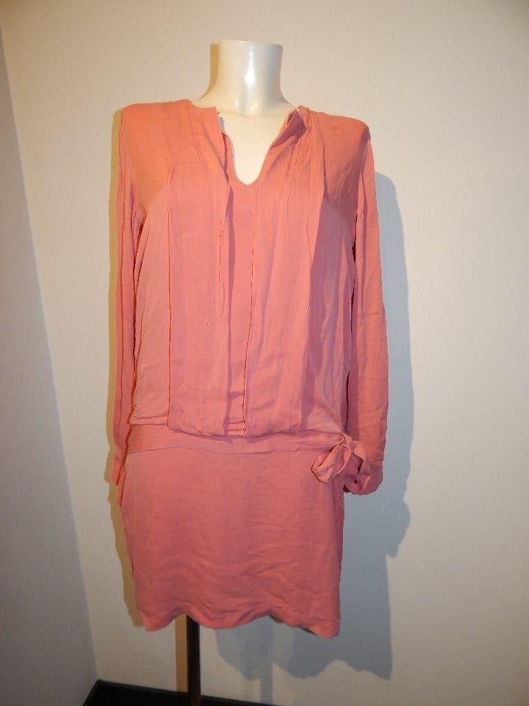 Diane von Furstenberg zijde jurk roze tint strik taille 40