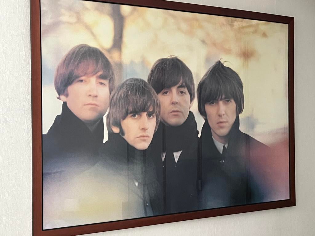Mooie Ingelijste Poster van The Beatles, Ophalen, Gebruikt, 125 cm of meer, Foto of Poster