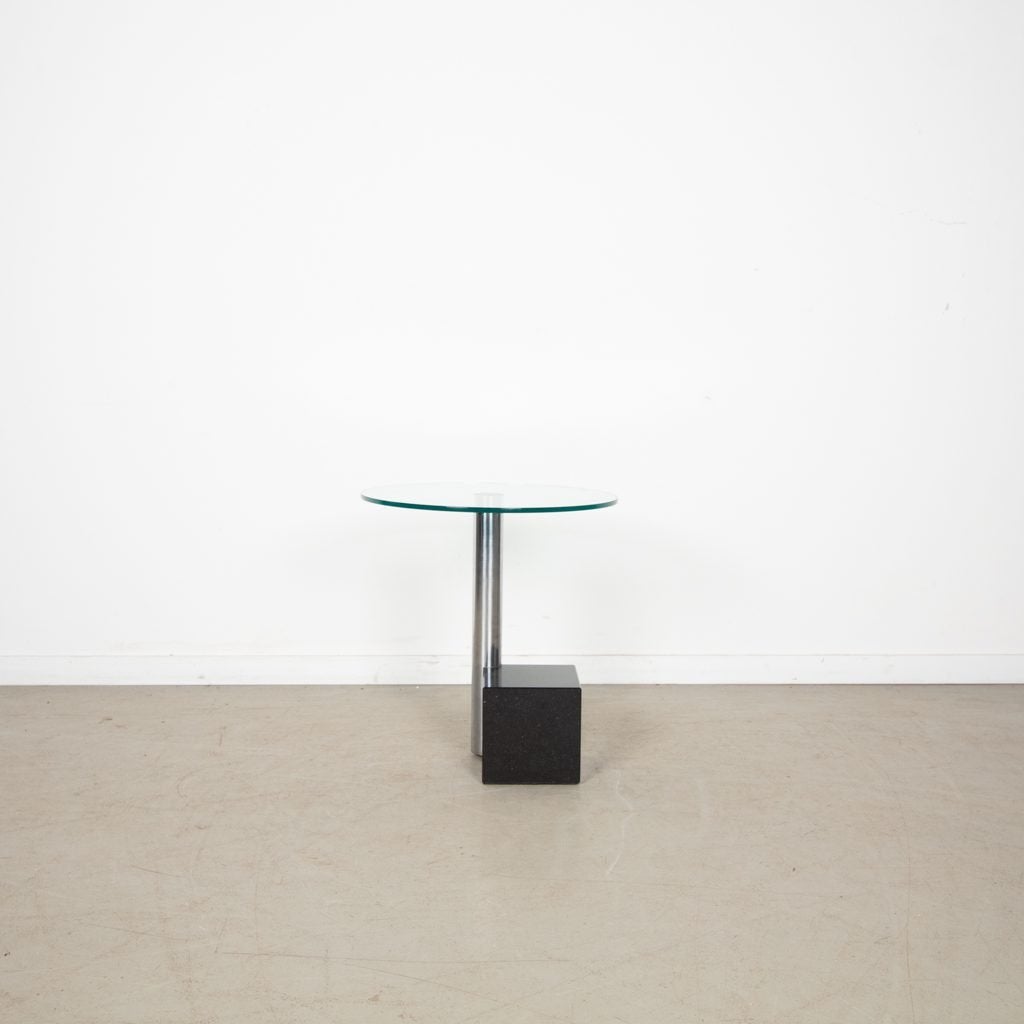 Metaform HK-2 Bijzettafel Rond Glas/Zwart Graniet Ø50 cm - C