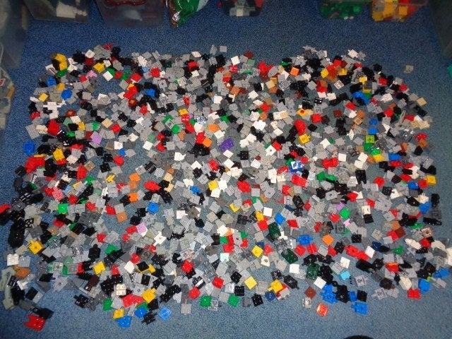 Partij A203=Heel veel Lego plaatjes/stenen aangepast 2x2
